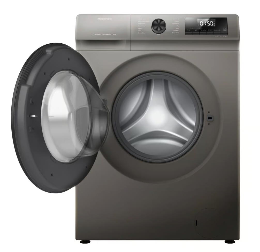 Hisense Washing Machine WFQP8012VMT - 8KG Front Loading  Invertermotor Automatic  Sil
