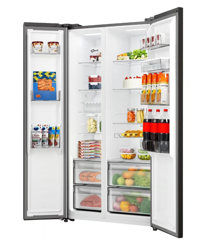 Freezer H680SMIB-WD - 514L Black Glass, Side by side refrigerator with water dispenser
