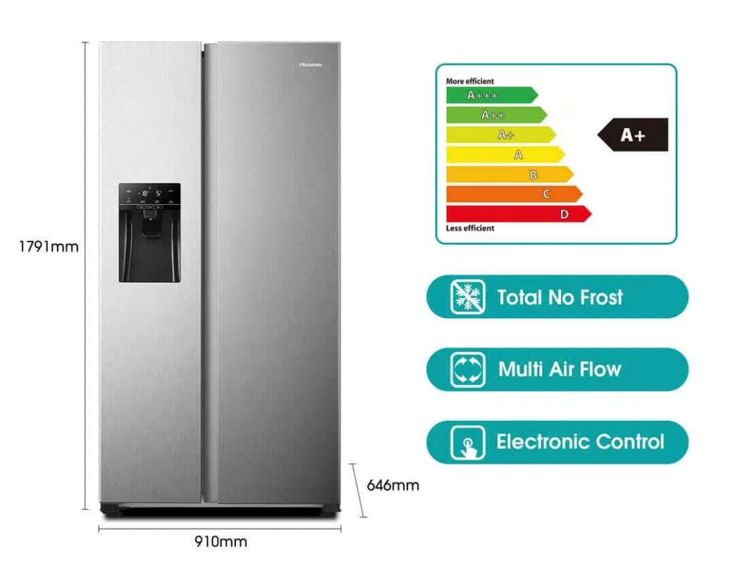 Freezer H690SS-IDL – 489L Stainless Steel Side-by-Side Refrigerator