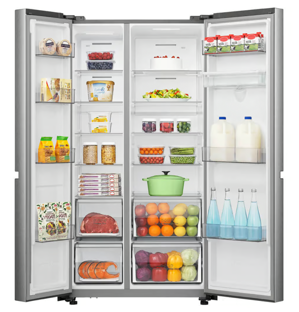 Freezer H800SI-WD – 631L Inox Side-by-Side Refrigerator with Non-Plumbed Water Dispenser