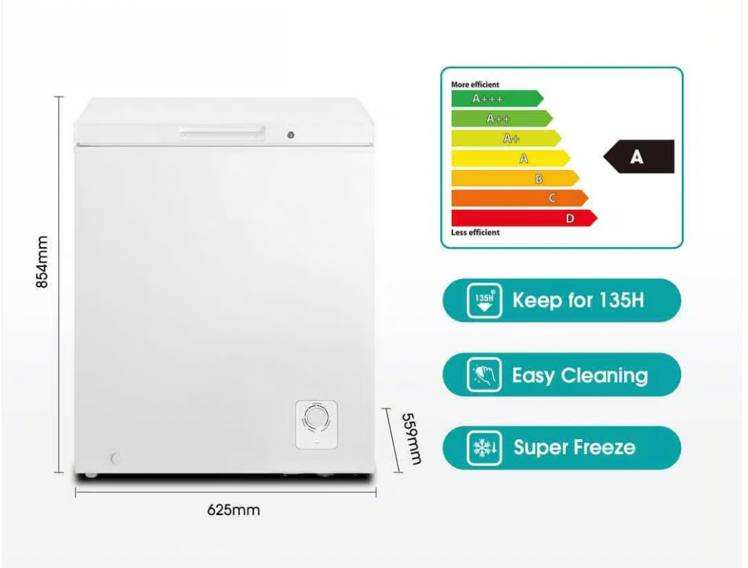 Hisense Chest Freezer H175CFS - 142L Chest Freezer, Silver, Euro A