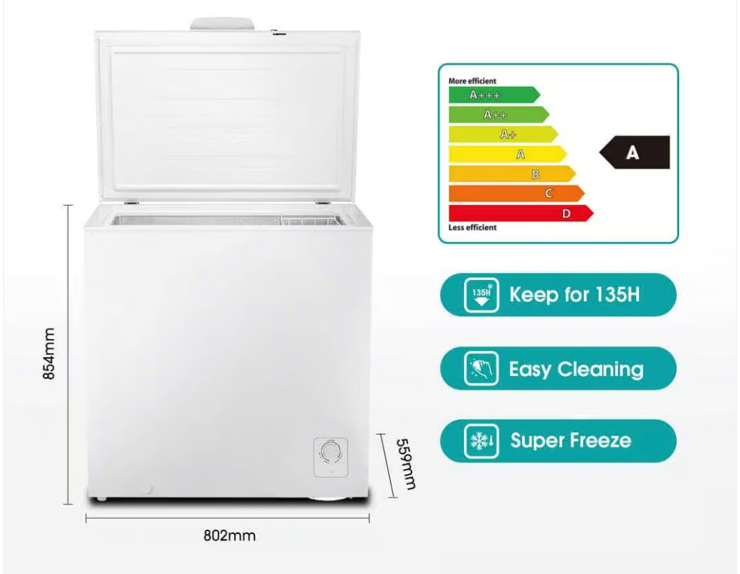 Hisense Chest Freezer H245 CF - 198L Chest Freezer, SILVER, Euro A