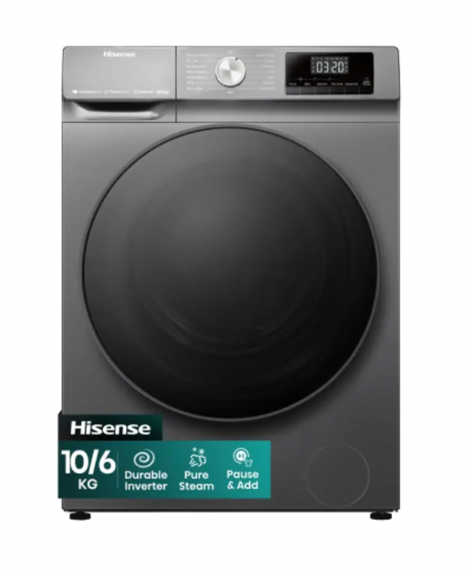 Hisense Washing Machine WD3s1042BB - 10KG WASHING DRYER(DRYER 6KG)TITANIUM